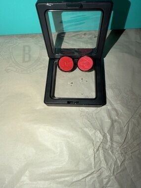 Chanel cc logo leather vintage earrings